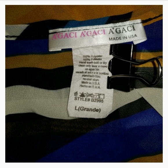 A'gaci women's large multi color shear blouse - Picture 7 of 8